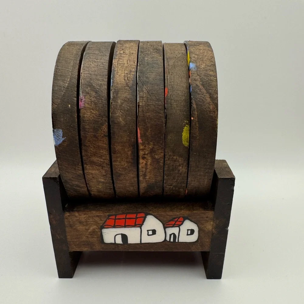 Colorful Wooden Coaster Set